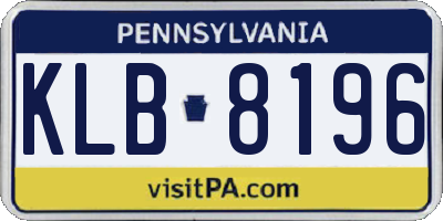 PA license plate KLB8196