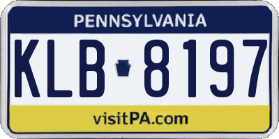 PA license plate KLB8197