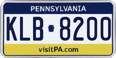PA license plate KLB8200