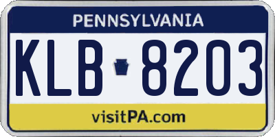 PA license plate KLB8203