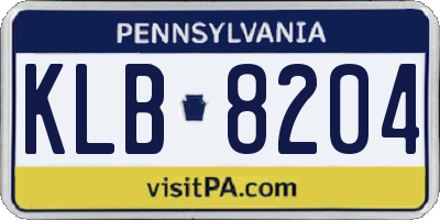PA license plate KLB8204