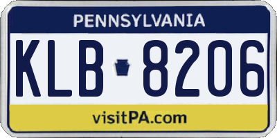 PA license plate KLB8206