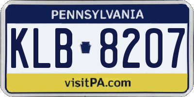 PA license plate KLB8207