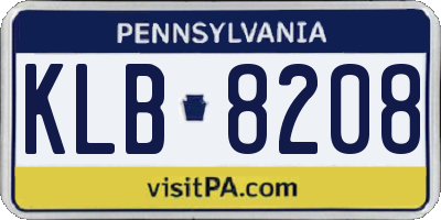 PA license plate KLB8208