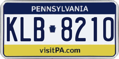 PA license plate KLB8210