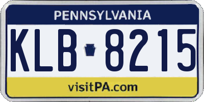 PA license plate KLB8215