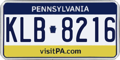 PA license plate KLB8216