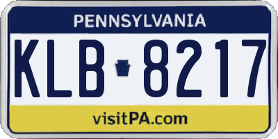 PA license plate KLB8217