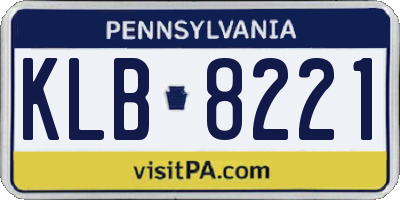 PA license plate KLB8221