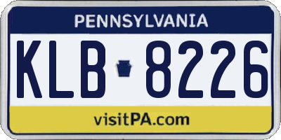 PA license plate KLB8226