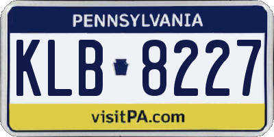 PA license plate KLB8227