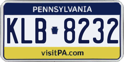 PA license plate KLB8232