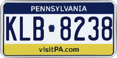 PA license plate KLB8238