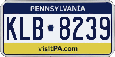 PA license plate KLB8239