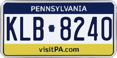 PA license plate KLB8240
