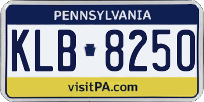 PA license plate KLB8250