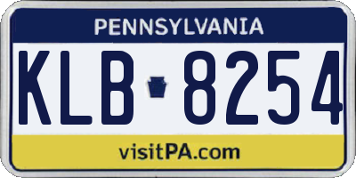 PA license plate KLB8254