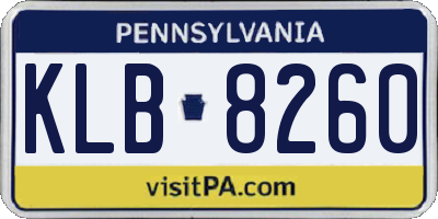 PA license plate KLB8260