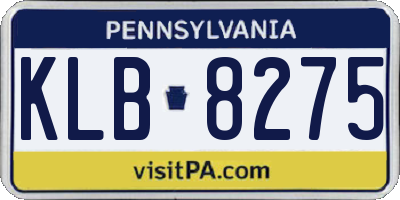 PA license plate KLB8275