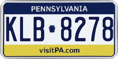 PA license plate KLB8278