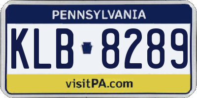 PA license plate KLB8289