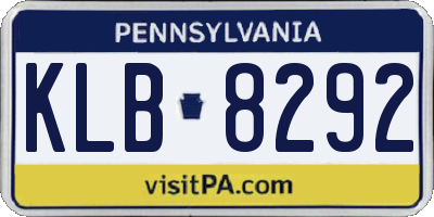PA license plate KLB8292