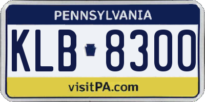 PA license plate KLB8300