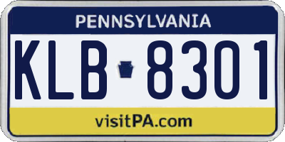 PA license plate KLB8301