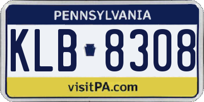 PA license plate KLB8308