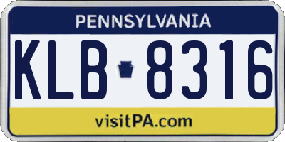 PA license plate KLB8316