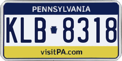 PA license plate KLB8318