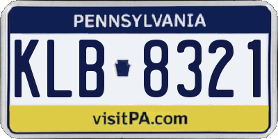 PA license plate KLB8321