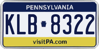 PA license plate KLB8322