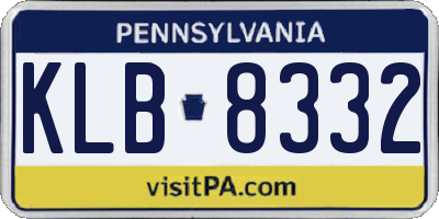 PA license plate KLB8332