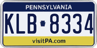 PA license plate KLB8334