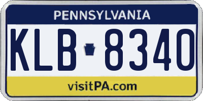 PA license plate KLB8340
