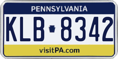 PA license plate KLB8342
