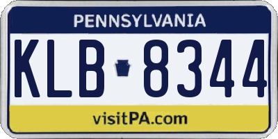 PA license plate KLB8344
