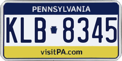 PA license plate KLB8345