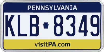 PA license plate KLB8349