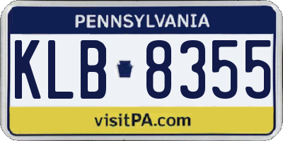 PA license plate KLB8355