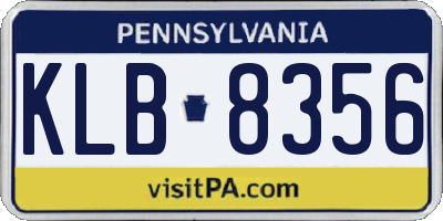 PA license plate KLB8356