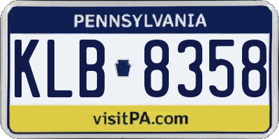 PA license plate KLB8358