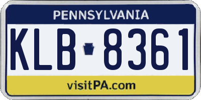 PA license plate KLB8361
