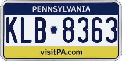 PA license plate KLB8363