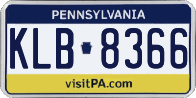 PA license plate KLB8366