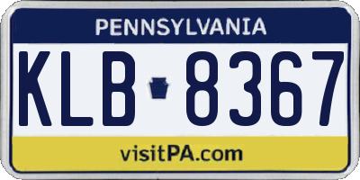 PA license plate KLB8367