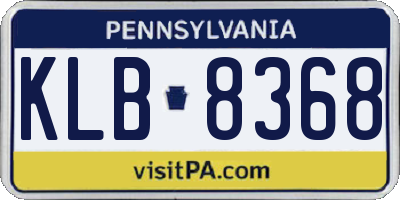 PA license plate KLB8368