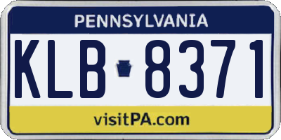 PA license plate KLB8371