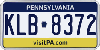 PA license plate KLB8372